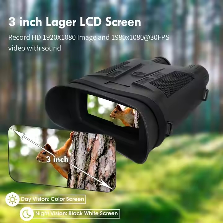 Night Vision Binoculars for Complete Darkness with LCD Screen Infrared (IR) Digital Camera Dual Photo + Video Recording