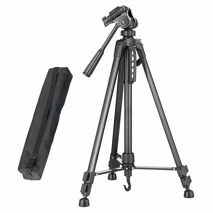 1.7m Super Lightweight Metal Tripod for Mounting Rigs, Compatible for Any Smartphone and Camera or Telescope