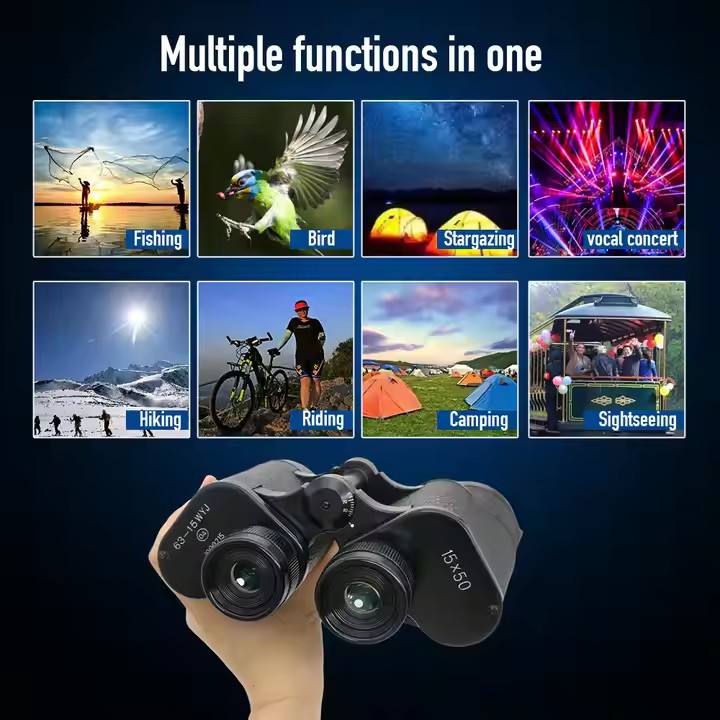 High Power Binoculars for Adults and Kids with Low Light Night Vision for Hunting Travel Football BAK-4 Prism FMC Lens