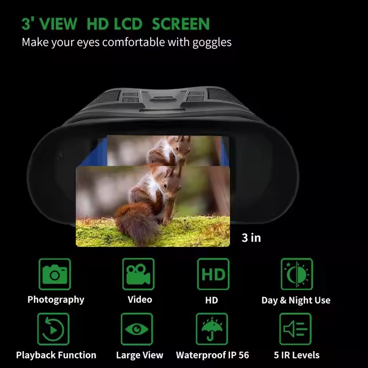 Night Vision Binoculars for Complete Darkness with LCD Screen Infrared (IR) Digital Camera Dual Photo + Video Recording